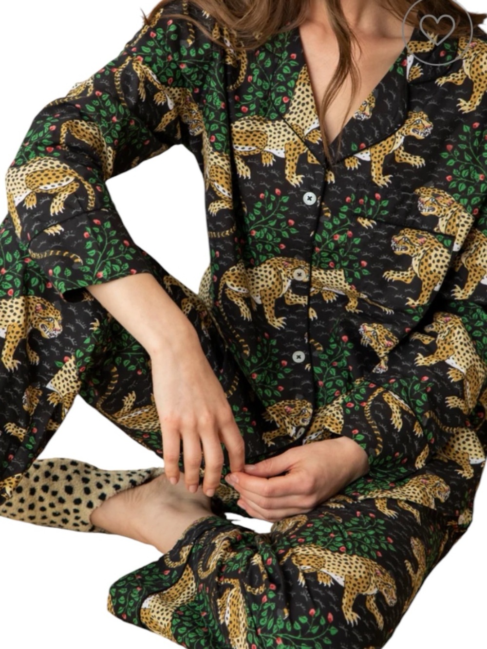 Printfresh Bagheera Organic Cotton Pajama Set Leopard Jungle NWT Large